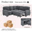 Canapé-lit modulaire en L avec lit escamotable et rangement, canapé-lit 5 places avec chargement USB, conception convertible pour salon, appartement, tissu en velours côtelé-923718028