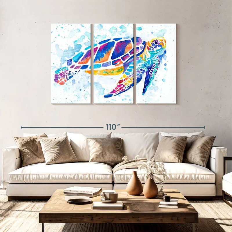 Brampt Vibrant Sea Turtle, 48" H x 74" W