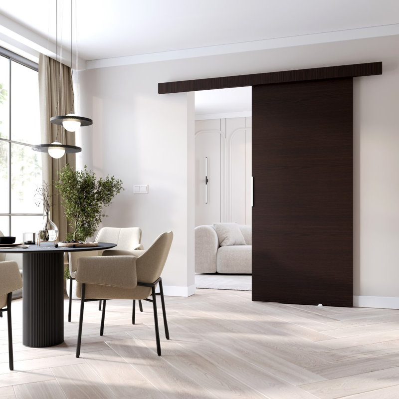 Lennen Sliding Door Prefinished, 205cm H x 76cm W x 1.6cm D, Wenge