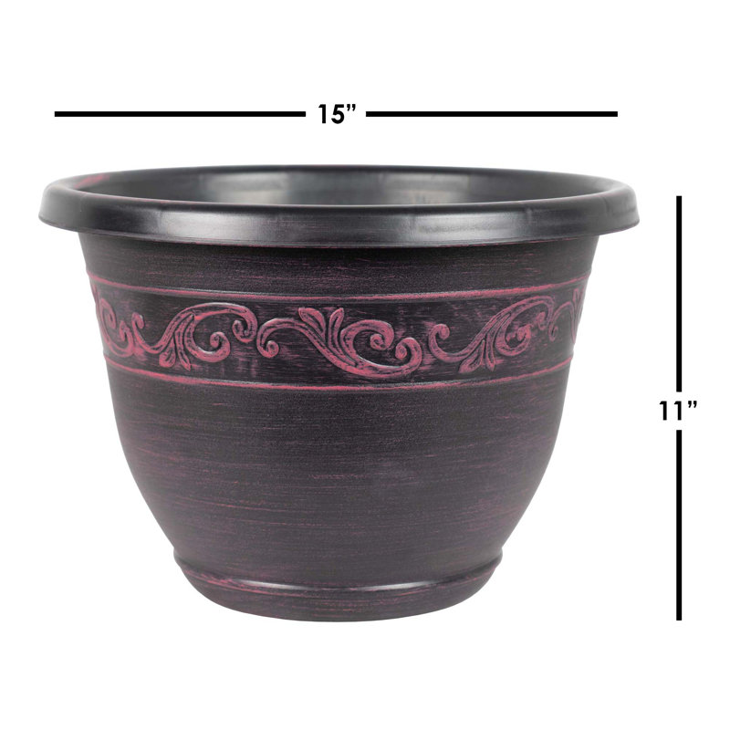 Ranson Pot Planter, 9.5" H x 13" W x 13" D, Plum