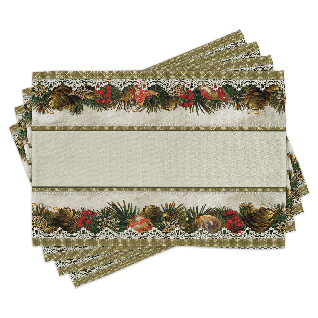 Platzdeckchen 4er-Set, Vintage Ornate Nature, Multicolor