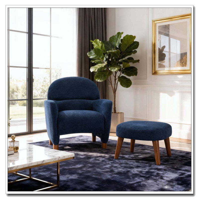 Chaise de loisir rembourrée avec repose-pieds, Bleu