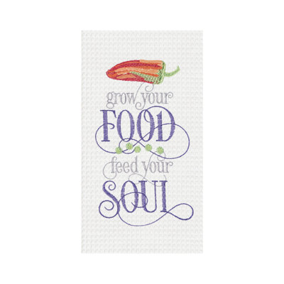 Grow Your Food Embroidered Waffle Weave Kitchen Towel