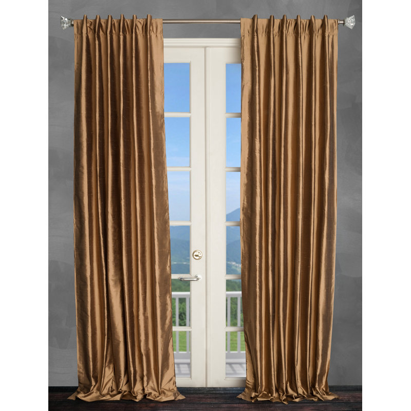 Silk Room Darkening Single Curtain Panel, 50" W x 108" L, Bronze