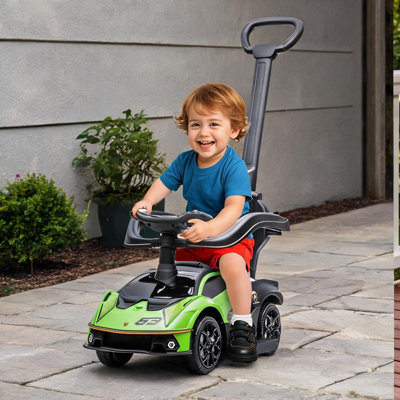 Scooters verts pour enfants avec espace de rangement et structure en métal, 34 pouces de long