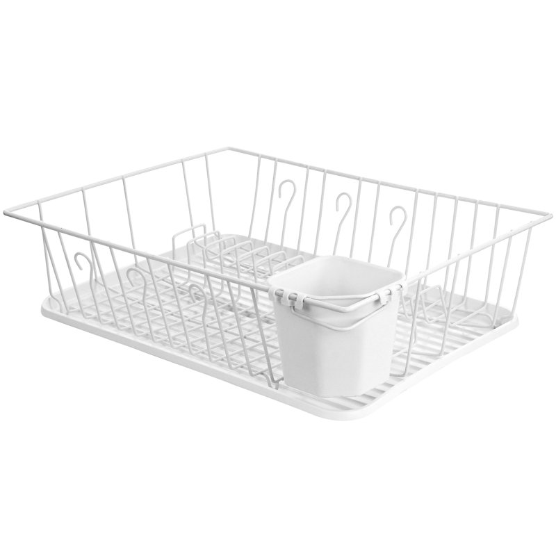 Countertop Dish Rack, Silver/White