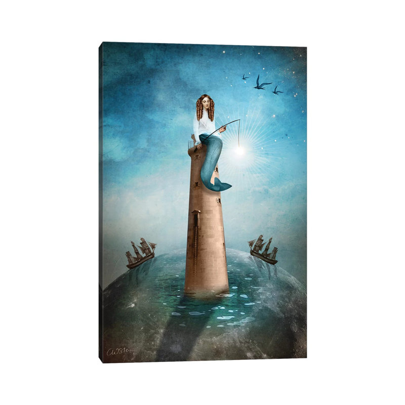 «The Eremit» par Catrin Welz-Stein - impression d'art graphique, Pas de tapis, Toile tendue, H 12 po x l 8 po x P 0,75 po