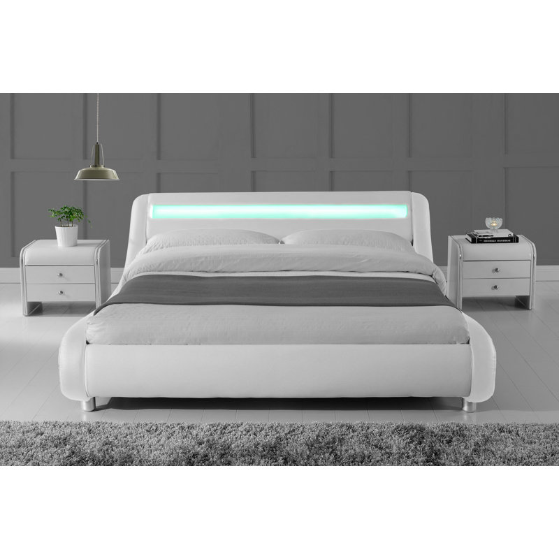 Kyara Upholstered Bed, Double (4'6), White