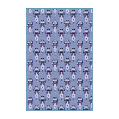 Tapis bleu tissé à la machine