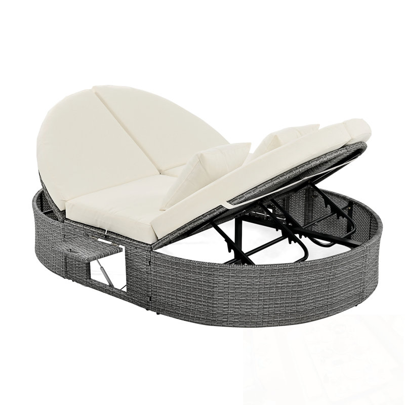 Chaise longue avec coussins et coussins, Beige