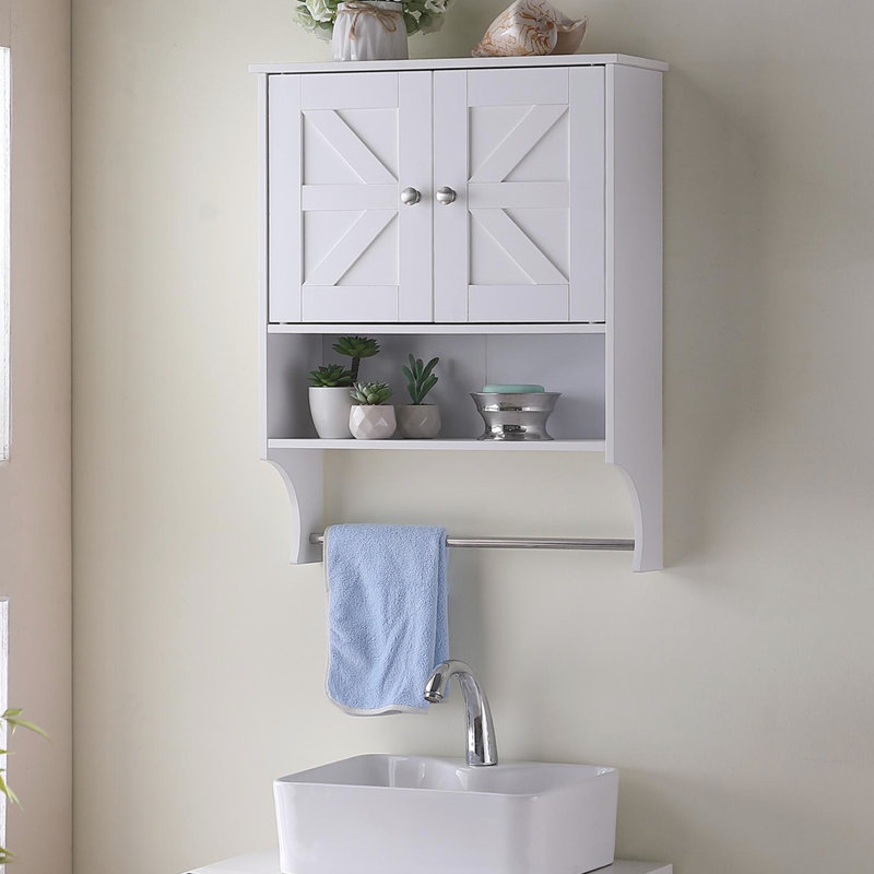 Bathroom And Living Room White Storage Cabinet With 2 Door Adjustable Shelves, 21.65 X 7.1 27.6 Inches, For Small Spaces Over Toilet Cabinet, Medicine Shelves