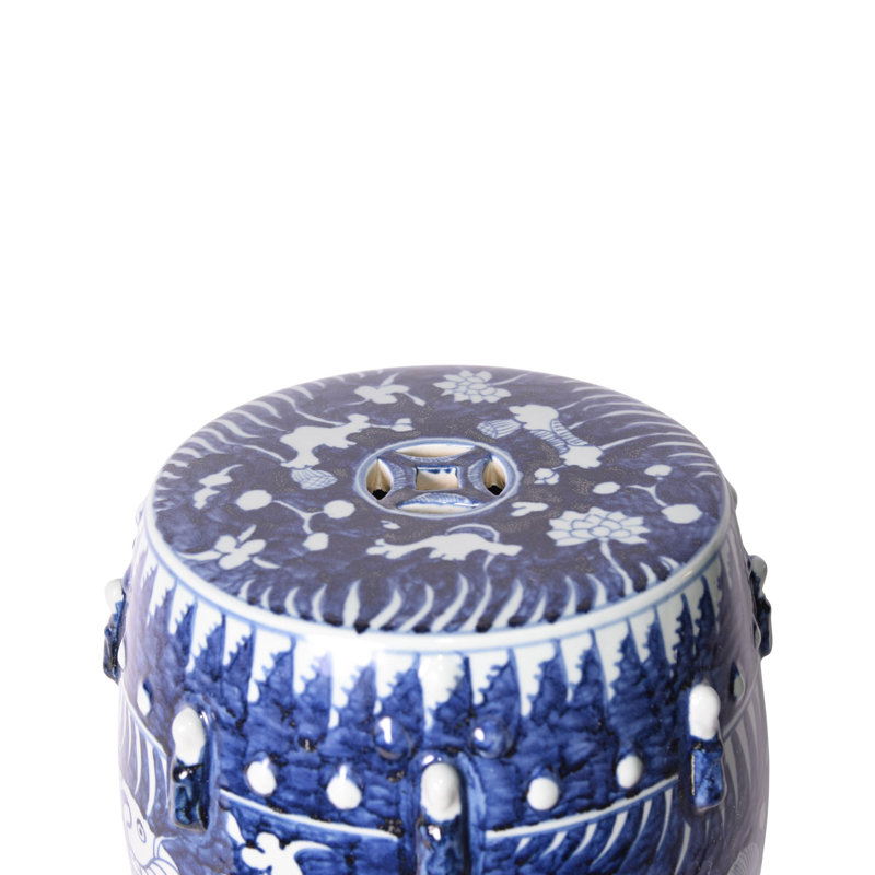 Blue and White Porcelain Garden Accent Stool