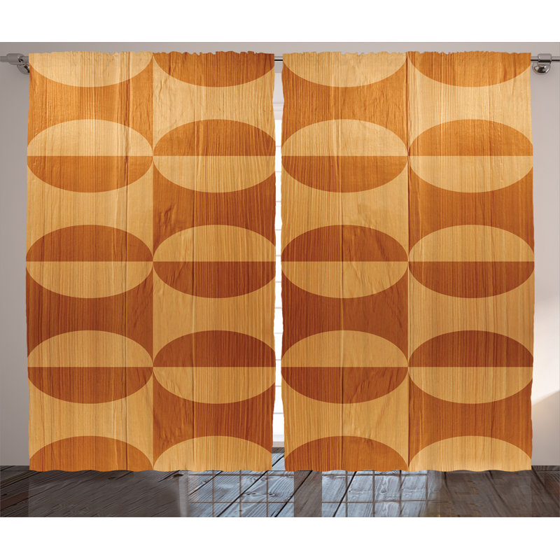 Oak Plank Rustic Home Decor Geometric Semi-Sheer Rod Pocket Curtain Panels, 54" W x 84" L