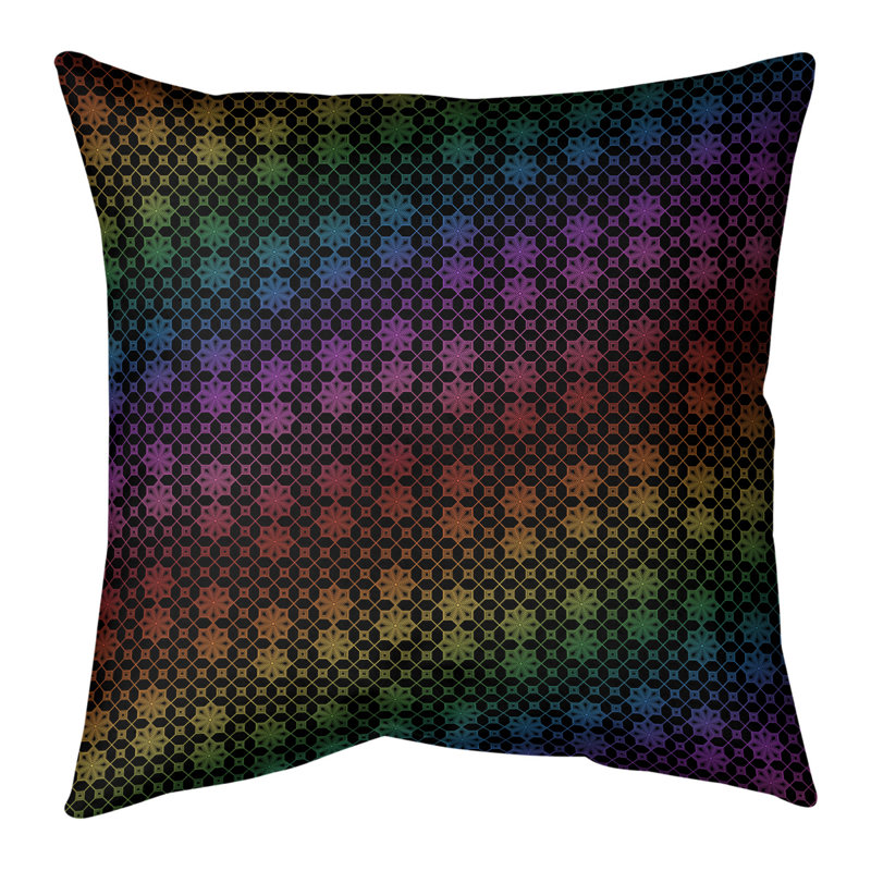 Coussin décoratif intérieur / extérieur Katelyn Elizabeth, 16 po x 16 po, Jaune / mauve / bleu