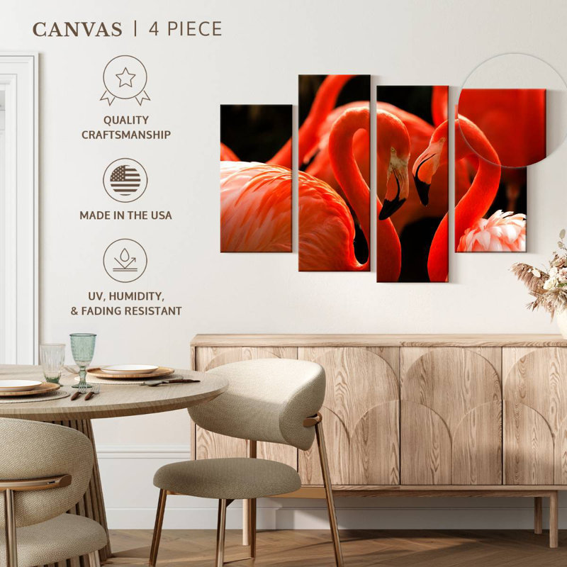 Brampt Heart Shaped Flamingos, 54" H x 84" W