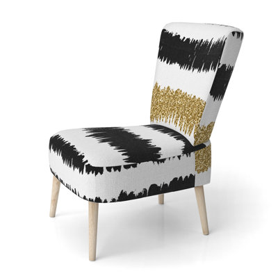 Chaise d'appoint rembourrée à motif noir à rayures noires