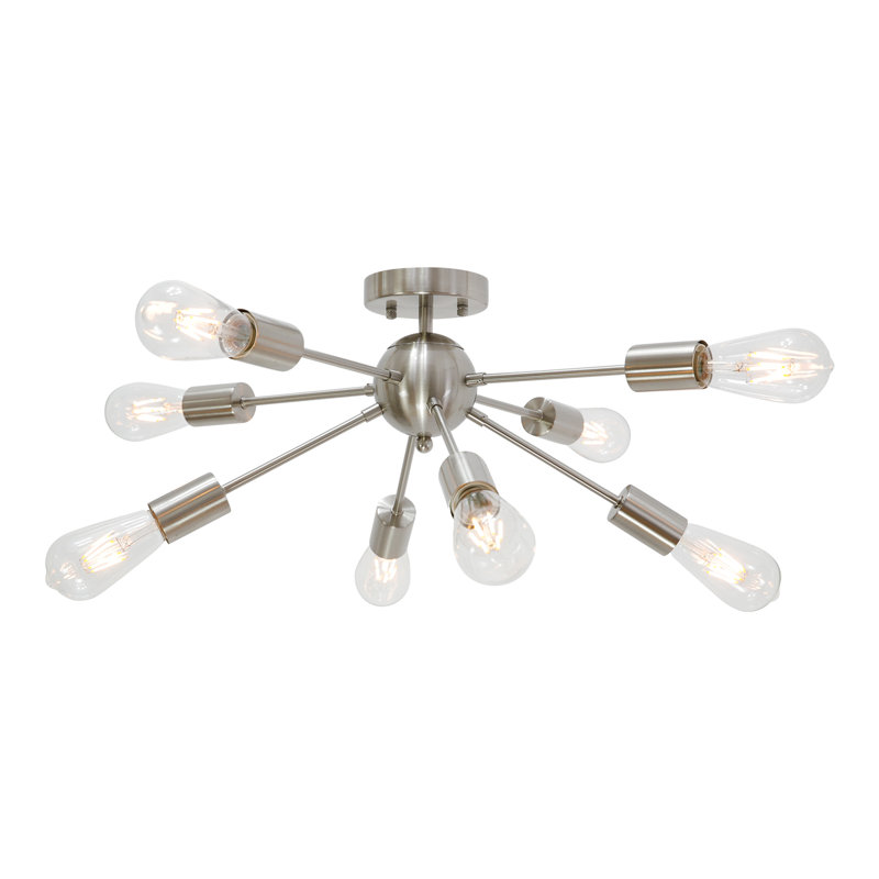 Plafonnier semi-encastré 8 lumières 26 po Hadfield, Nickel brossé
