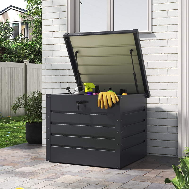 Garden Sanctuary 62cm W 200L Metal Lockable Deck Box in Black