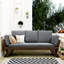 Lit de jour d'extérieur en bois avec coussins et coussins lavables - extensible et polyvalent, tissus de patio brun et gris, structure, brun / gris