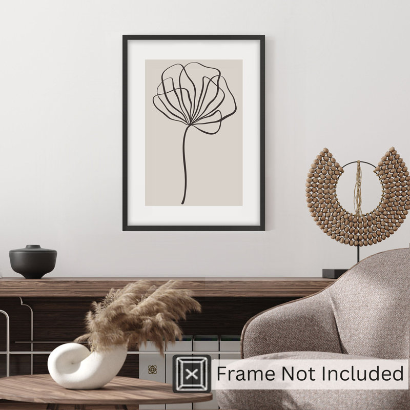 Floral beige, reproduction d'art moderne sans cadre, H 20 po x l 16 po