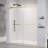 56-60*76 INCH Double Sliding Frameless Soft-Close Shower Door With Premium (8Mm)Thick Tampered Glass And Easy-Cleaning Coating In Brushed Gold