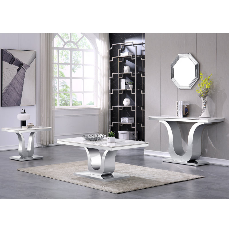 Living Room Sofa Table, Silver