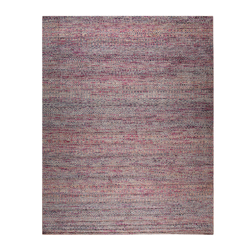 Contemporary Silk Red Hand Knotted Wool Area Rug