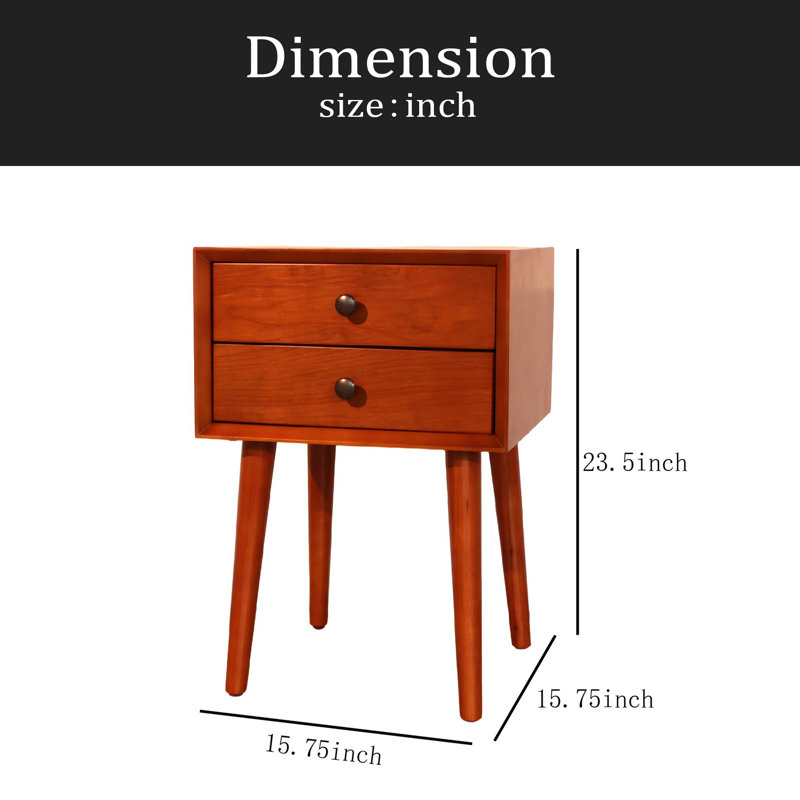 Table de chevet avec 2 tiroirs, petite table d'appoint avec rangement, Brun