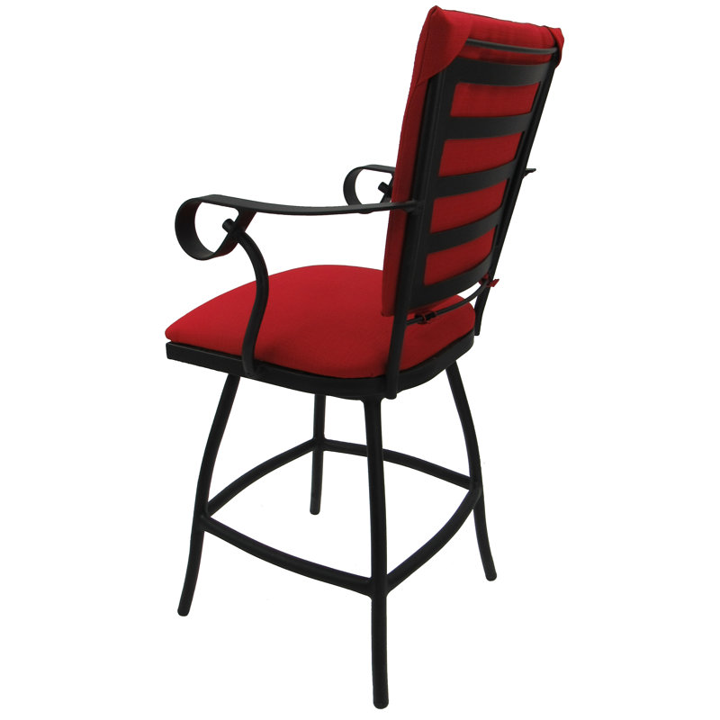 tabouret de bar pivotant 26" avec coussin Darin, Rouge