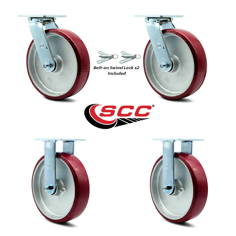 4 Piece Polyurethane on Aluminum Caster Set