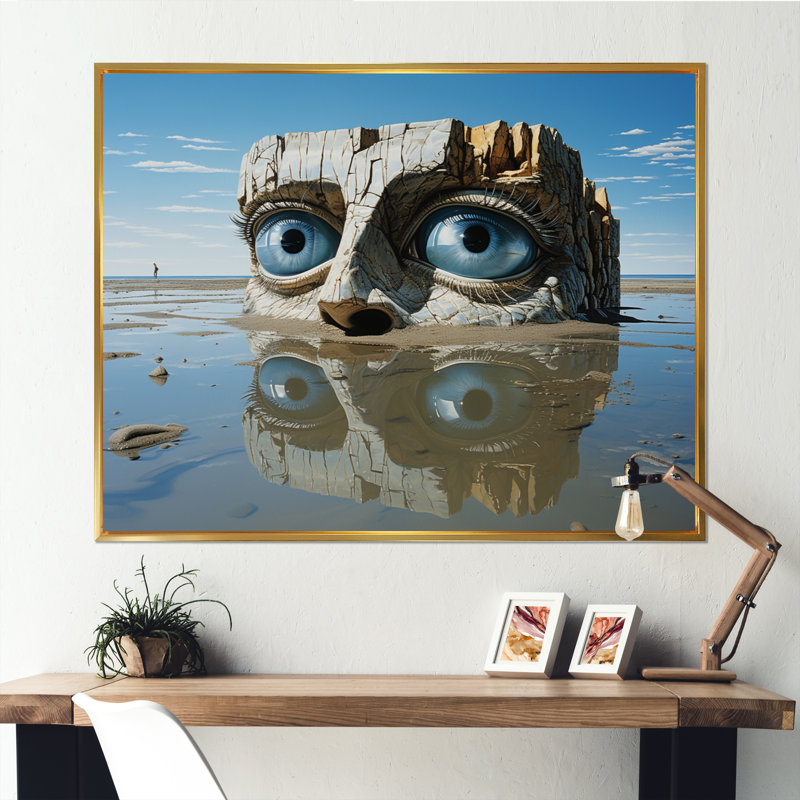 Art mural sur toile, paysage abstrait, H 12 po x l 20 po x P 1 po, Cadre flottant doré
