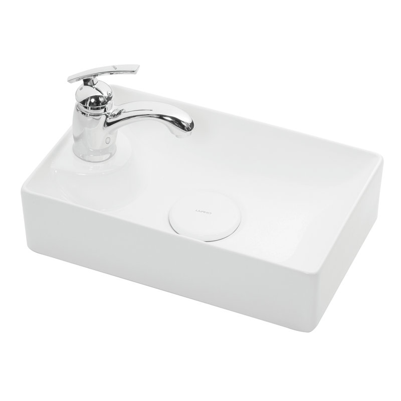 Lavabo de salle de bain vasque rectangulaire en céramique blanc brillant Vision