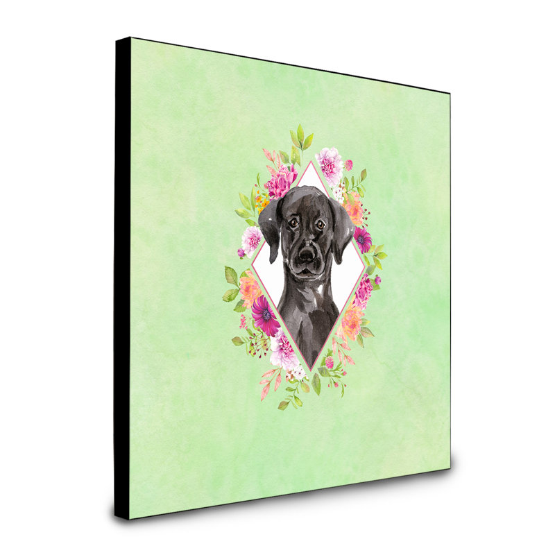 Panneau mural Dollman Flowers, Vert, Labrador noir