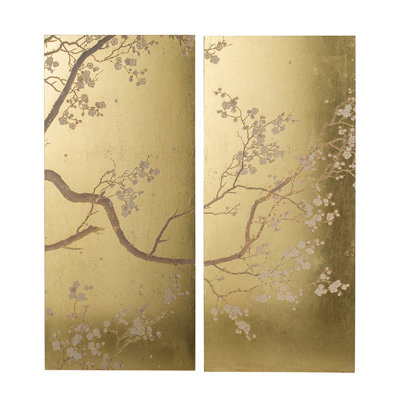 Motif floral divisé sur toile, 2 pièces minimalistes
