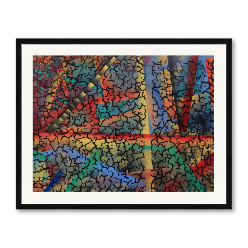 Crackle de Will Birdwell, H 25,2 po x l 31,2 po, Papier avec cadre noir