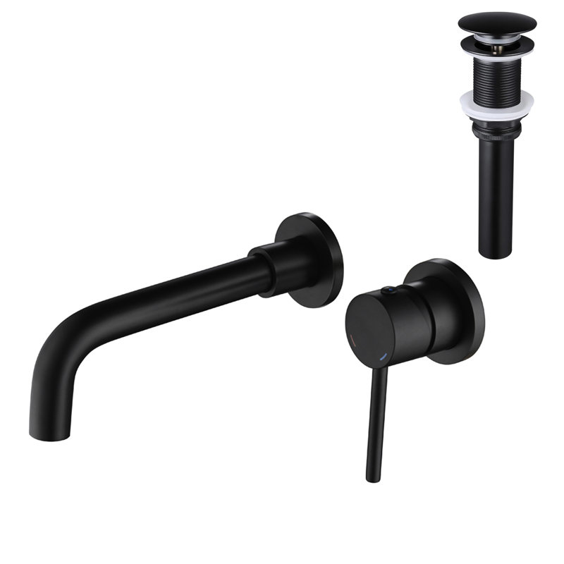 Fixation murale, poignée simple, robinet pour lavabo de salle de bain, bonde escamotable, pas de trop-plein, bec-de-biche à 360 degrés, jets d'eau aérés par éclaboussures, disposition de la surface rouillée, procédure d'installation rapide