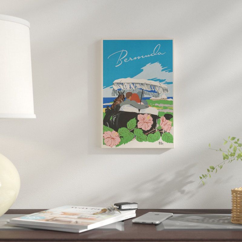 «Bermuda Travel Poster II» par Studio W - reproduction sur toile tendue, H 26 po x l 18 po x P 1,5 po, Toile tendue