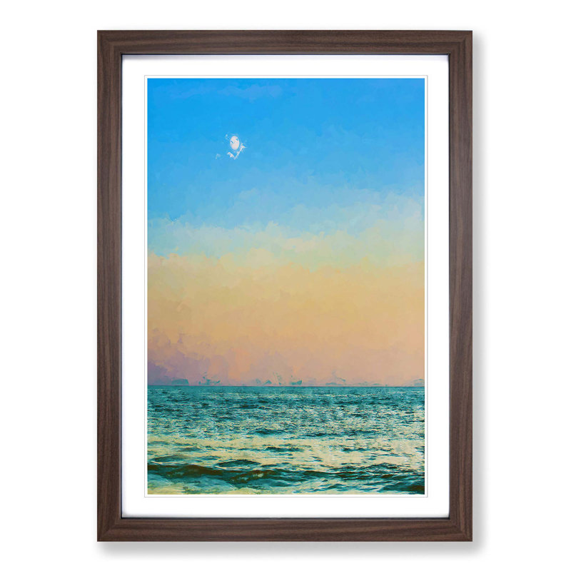 Moon over the Ocean in Abstract - Picture Frame Graphic Art Print, Walnut Framed, 87cm H x 62cm W x 2cm D