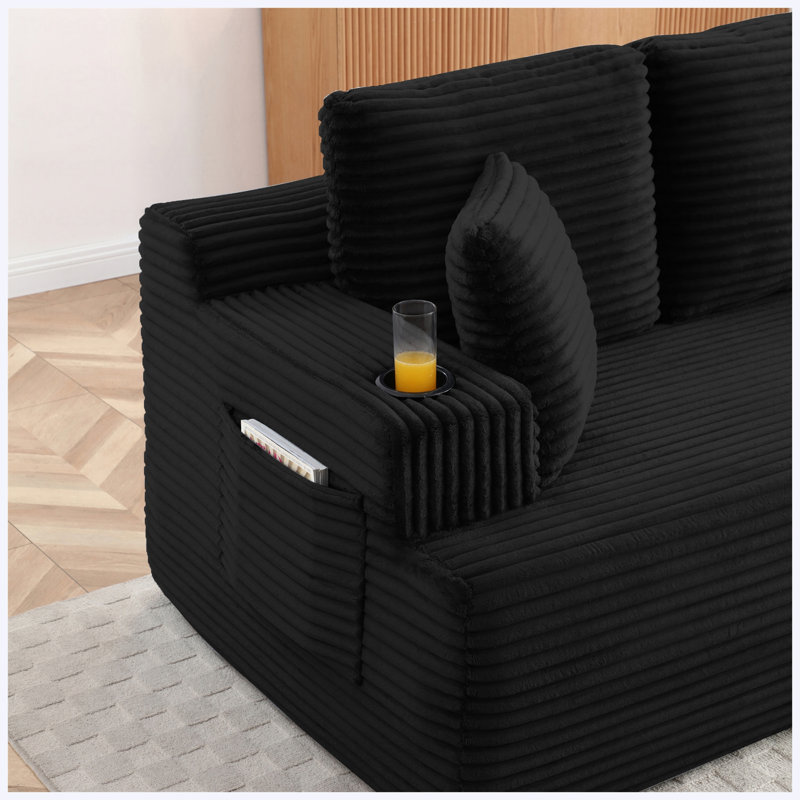 Porte-gobelet en velours côtelé 66,5 po, Velours côtelé noir