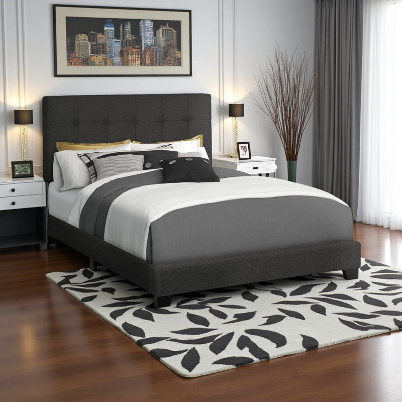 Grand lit tapissier Mckenna Transition, Black