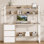 Bureau d'ordinateur avec huche et tablettes, bureau de 60 pouces avec 3 tiroirs pour les petits espaces, bureau d'écriture avec rangement pour lit, pieds réglables