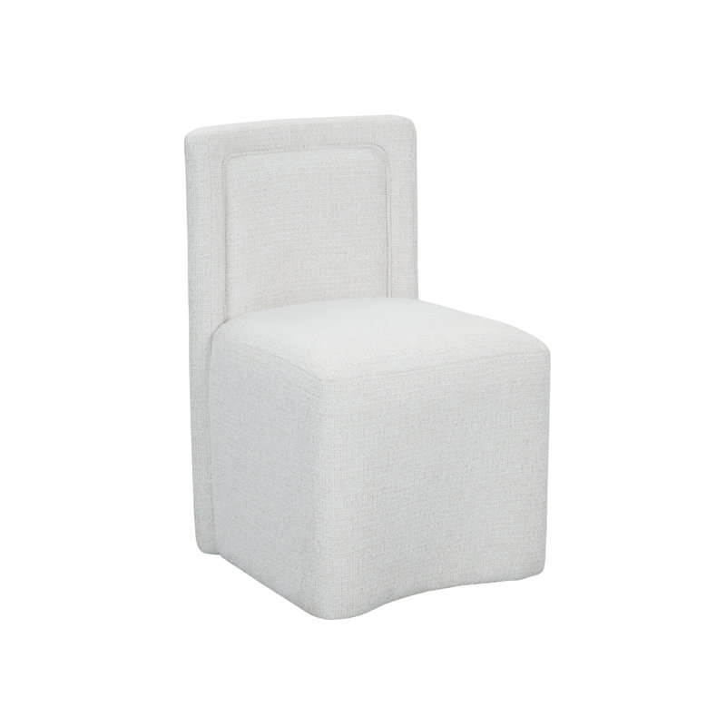 Chaise rembourrée moderne avec roulettes, Blanc, crème, 1