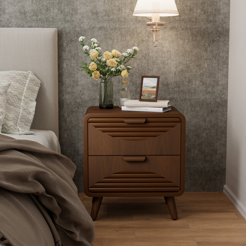 19.3" W Fluted Nightstand with 2 Drawers
