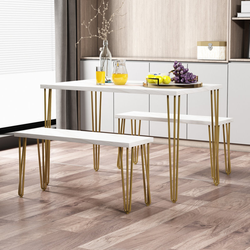 Ensemble repas pour quatre personnes, Blanc, Or