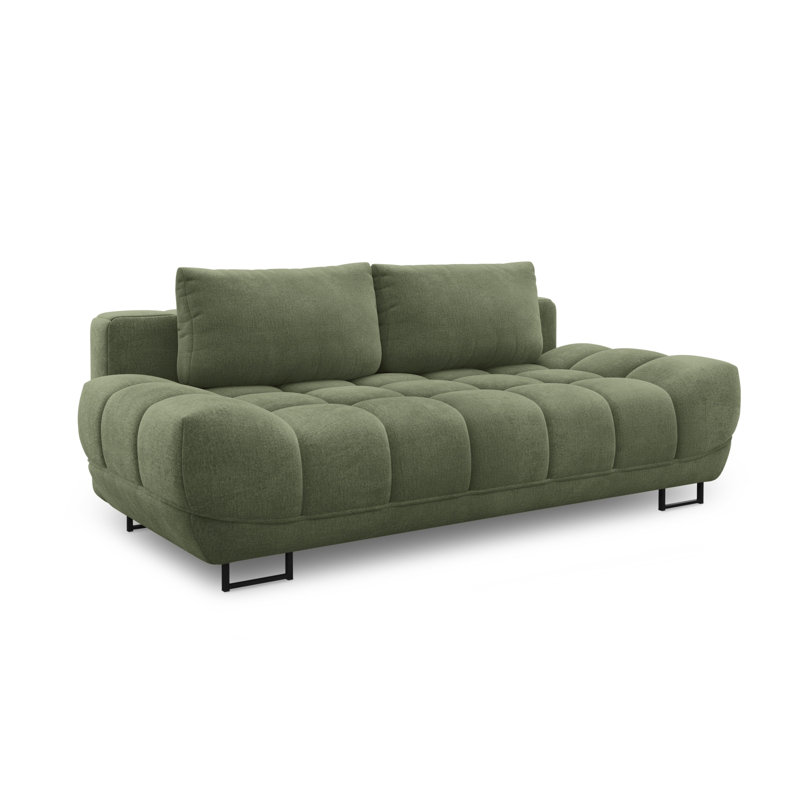 Nicolus 3 Seater Velvet Sofa Bed, Green