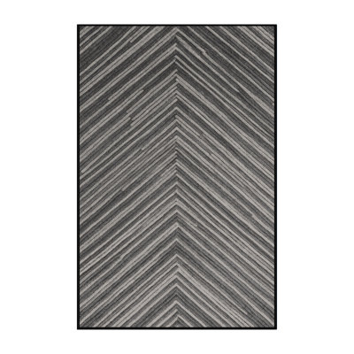 Washable Light Gray Dark Gray Striped Area Rug