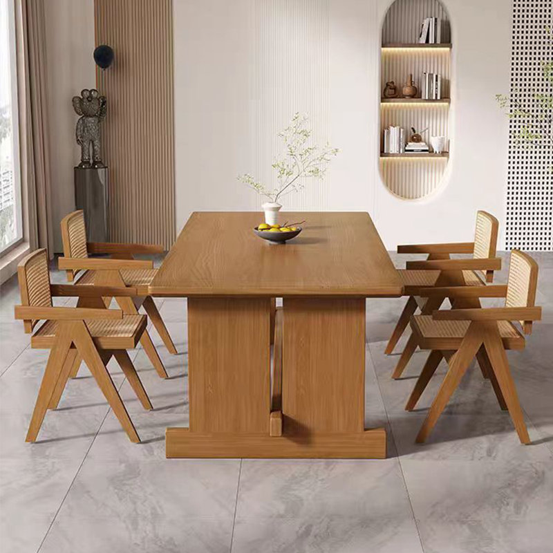 Table de salle à manger simple en bois massif de style japonais, H 29,5 po x L 86,6 po x l 39,3 po