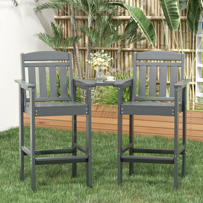 Ensemble de 2 chaises hautes Adirondack, tabourets Adirondack en PEHD avec plateau de connexion, chaise Adirondack à hauteur de bar, tabouret de bar idéal pour toutes les saisons pour balcon, bord de piscine, cour arrière