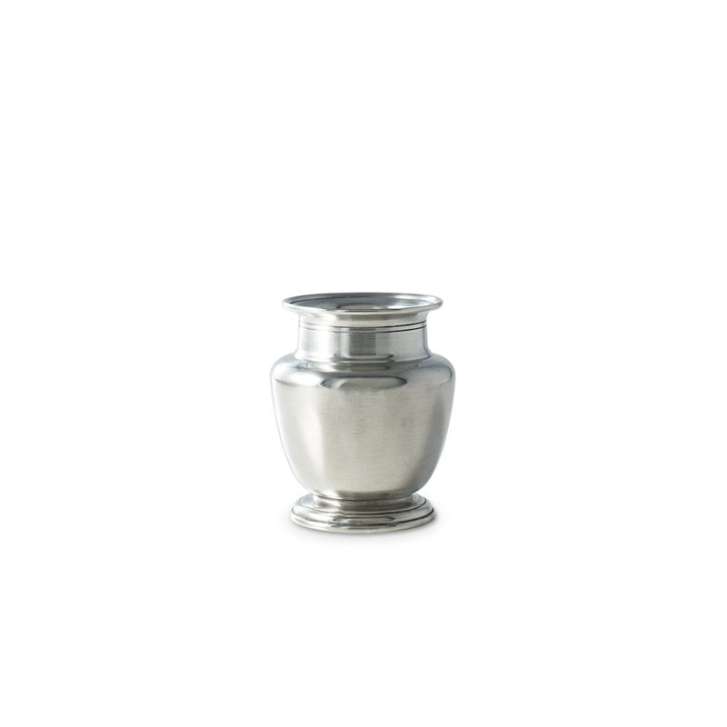 Silver Metal Table Vase, 4.3" x 3"  x 3" 
