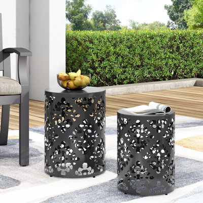 Faliha Powder-Coated Iron Cut Round Side Table